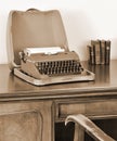 Old typewriter on writing desk Royalty Free Stock Photo