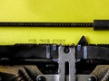 Old typewriter and yellow paper with text true story Royalty Free Stock Photo