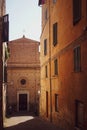 Old typical Italian street. Siena, Tuscany, Italy