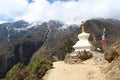 Old typical white Buddhist stupa in Himalayas Royalty Free Stock Photo