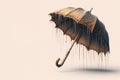 Old umbrella on a clean background. Space for text. Royalty Free Stock Photo