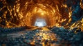 The old underground tunnel of the gold mine. Gold mining in the mine Royalty Free Stock Photo
