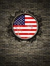 Old United States of America flag in brick wall Royalty Free Stock Photo