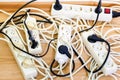 Old and unsafe overloaded power strips