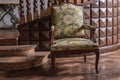 Old upholstered armchair