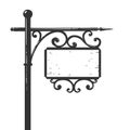 Old urban road signpost engraving vector