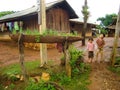 Bomb casing used as vegetable planter, Laos