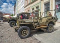 Old American Willys jeep military car parked