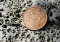 Old used British coin 2 New Pence Elizabeth II 1971. Royalty Free Stock Photo