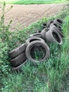 Old used car tires, abandoned Royalty Free Stock Photo