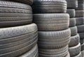 Old used car tires stacked Royalty Free Stock Photo