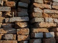 Old used construction bricks in a big stack Royalty Free Stock Photo