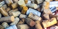 Old Used corks plugs from different wine producing countries