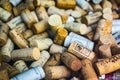 Old Used corks plugs from different wine producing countries