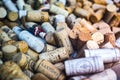 Old Used corks plugs from different wine producing countries