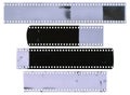 Old, used, dusty and scratched celluloid film strips