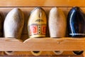 Old used dutch wooden shoes or clogs in Holland Royalty Free Stock Photo