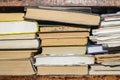 Old and used hardback books or text books seen from above. Books and reading are essential for self improvement, gaining knowledge Royalty Free Stock Photo