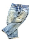 Old used jeans trousers isolated Royalty Free Stock Photo