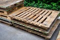 Old used pallets stacking together Royalty Free Stock Photo