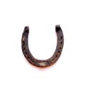 Old used rusty horseshoe isolated on white