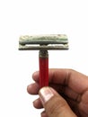 Old used rusty razor on isolated white background Royalty Free Stock Photo