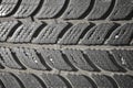 Old used second hand black car tyre texture motif pattern