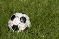 Old used shabby leather soccer ball