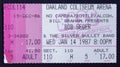 Old used ticket for the concert of Bob Seger and the Silver Bullet Band at Oakland Royalty Free Stock Photo