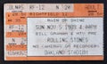 Old used ticket stub for the Rolling Stones concert at Oakland Stadium