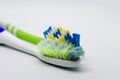 Old and used two toothbrushes Royalty Free Stock Photo