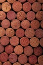 Old used wine corks of red wine, close-up. Wine cork stoppers. Design element, background or screensaver for menu Royalty Free Stock Photo