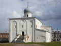 The old Uspenskaya Church closeup. Veliky Novgorod, Russia