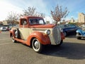 Old utility pickup truck Ford model 85 V8 1938 - 1939 in a parking lot. Classic car show. Royalty Free Stock Photo