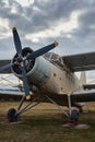 Old utilized retro military aircraft under the sky Royalty Free Stock Photo