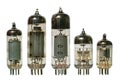 Old vacuum radio tubes front view. Royalty Free Stock Photo