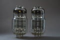 Old vacuum tube on gray background Royalty Free Stock Photo