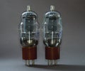 Old vacuum tube on gray background Royalty Free Stock Photo