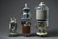 Old vacuum tube on gray background Royalty Free Stock Photo