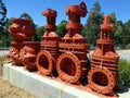 Old valves on display at the Mundaring Weir Dam