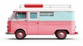 Playful Pink Camper Van On White Background