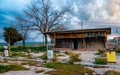 Old vandalized and dilapidated service station from the 60s