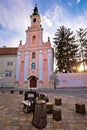 Old Varazdin church and street view