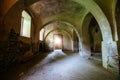 Old vaulted basement under abandoned castle