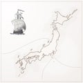 Old vector Japan map Royalty Free Stock Photo