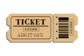 Old Vector vintage paper ticket with number. Retro cinema tickets on white background Royalty Free Stock Photo