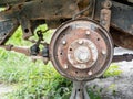 Old vehicle wheel , drum breaks system