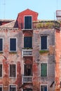 Old venetian building. Red brick walls