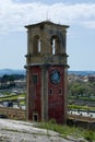 The Old Venetian Fortress in Kerkyra city, Corfu island, Greece. The Clock tower Royalty Free Stock Photo