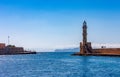 Old Venetian lighthouse in Chania on the island of Crete Royalty Free Stock Photo